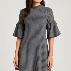 NITT by Flying Tomato Ribbed Ruffle Sleeve Knit Dress